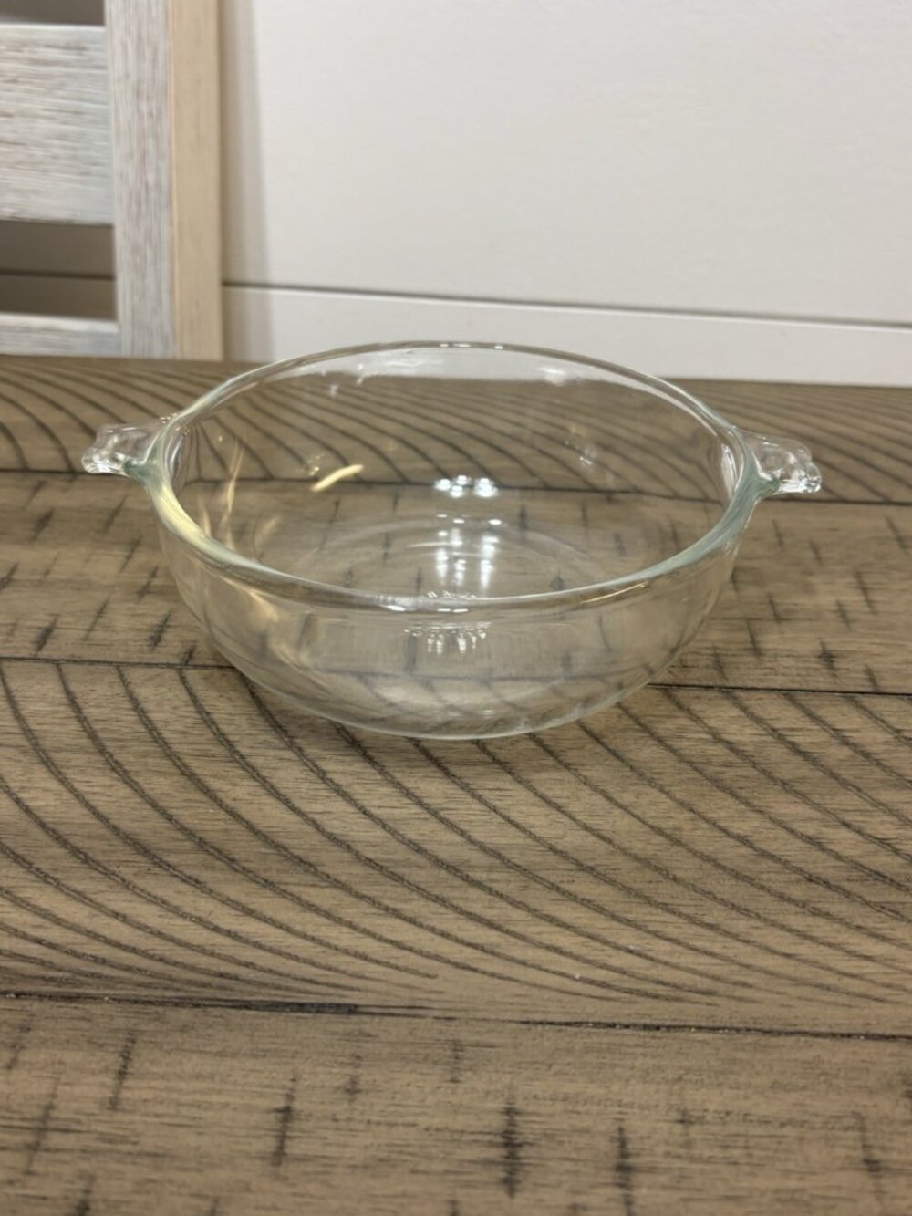 Vintage Pyrex 019-20oz Round Small Clear Glass Bowl D Tab Handles AS IS No Lid